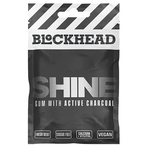 Blockhead Shine Gum Activated Charcoal 12x16g DDC Foods Ltd