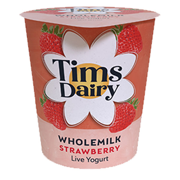 Tims Dairy Live Whole Milk - Strawberry Yoghurt - 12x150g