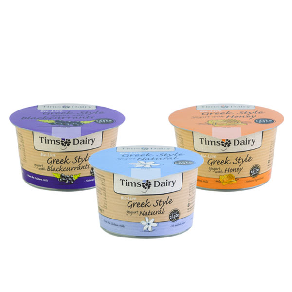 Tims Dairy - Mixed Yoghurts - 6x200g - 2xBlkcurrant 2xHoney 2xNatural