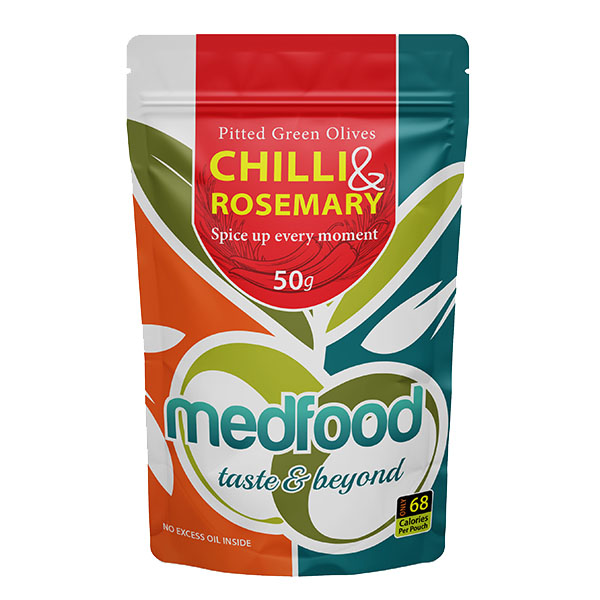 Med Foods - Olives with Chilli & Rosemary - 12x50g