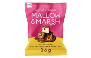 Mallow & Marsh - Bags - Milk Chocolate over Salted Caramel Mini Mallows - 12x36g