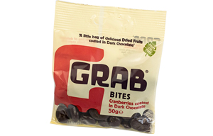 Grab Bites - Cranberries Coated In Dark Chocolate - 12x50g