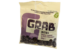 Grab Bites - Raisins Coated In Dark Chocolate - 12x50g