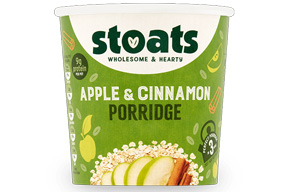 Stoats - Porridge Pots WITH LIDS - Apple & Cinnamon - 16x60g