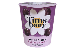 Tims Dairy Live Whole Milk - Black Cherry Yoghurt - 12x150g