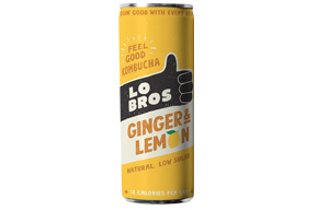 Lo Bros Kombucha Can - Low Sugar - Ginger & Lemon - 12x250ml