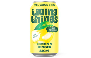 Living Things - Prebiotic and Probiotic Soda - Lemon & Ginger - 12x330ml