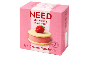 Need - Ice Cream Sandwich - Strawberry Ice Cream & Shortbread Biscuits - 12x115ml