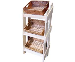 Rdp - Retail Wooden Stand With 3 Wicker Trays - 1x1