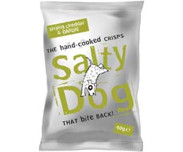 Salty Dog Crisps - Strong Cheddar & Onion - 30x40g