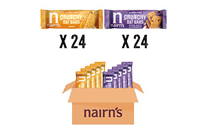 Nairns Gluten Free Crunchy Oat Bars - Mixed Case (Honey& Raisin,Apple and Cinnamon) - 48x40g