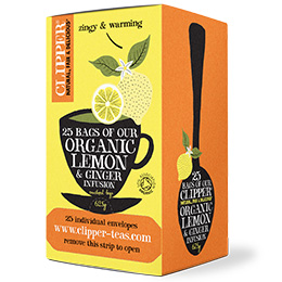 Clipper Enveloped - 25 - Organic Lemon & Ginger - 6x25